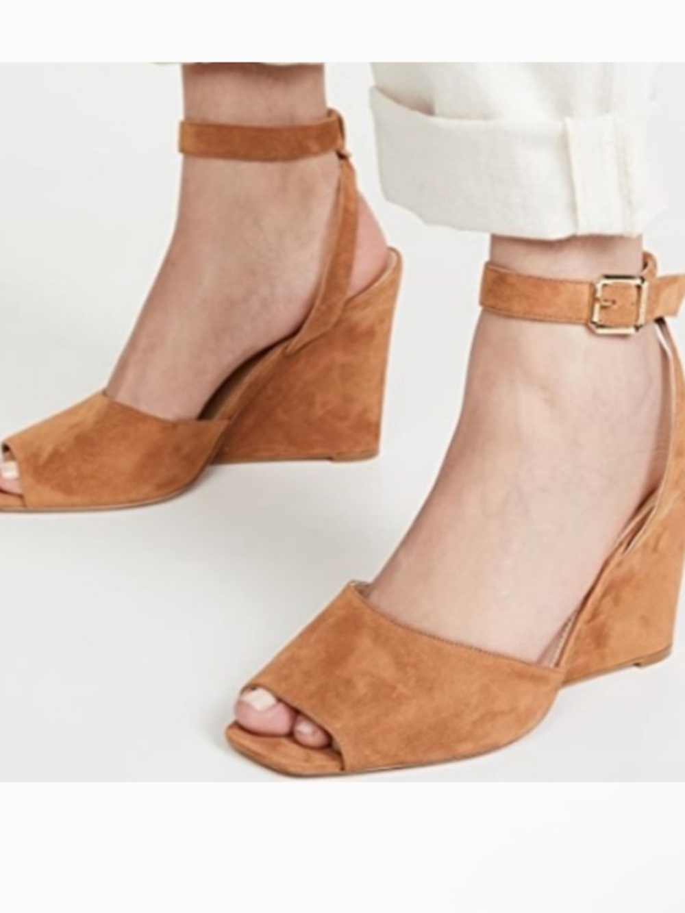 Veronica Beard Cyndi Pecan Suede Wedge Sandals Size 6.5